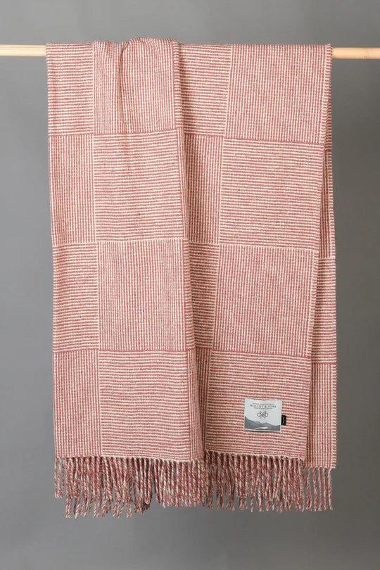 PINK BASKET WEAVE THROW - Molloy & Sons Donegal Tweed