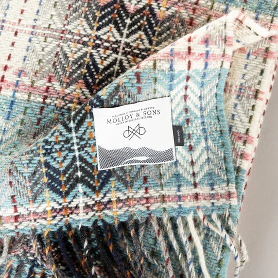 TEAL DIAMOND WEAVE THROW - Molloy & Sons Donegal Tweed