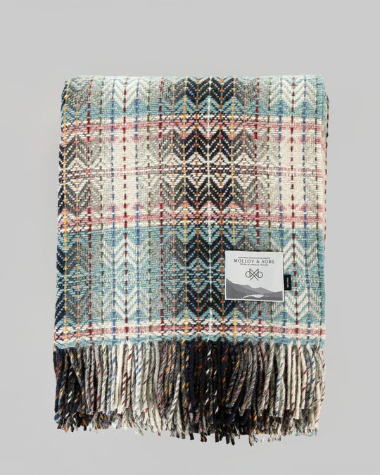 TEAL DIAMOND WEAVE THROW - Molloy & Sons Donegal Tweed