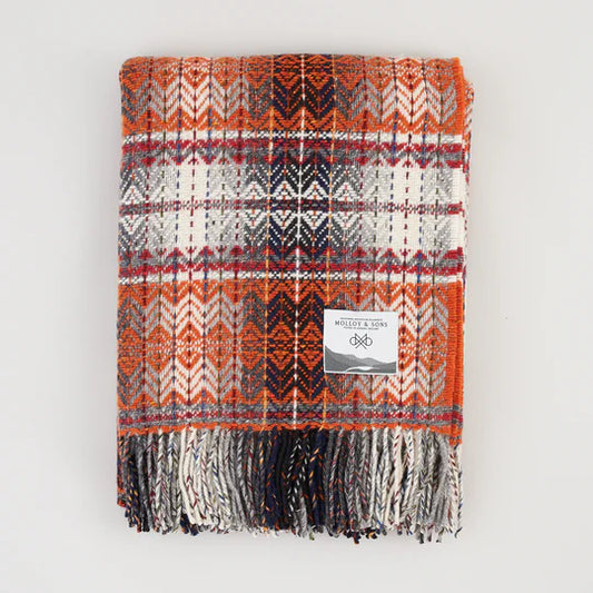 ORANGE DIAMOND WEAVE THROW - Molloy & Sons Donegal Tweed