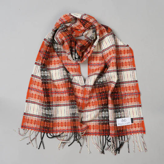 ORANGE FINE DIAMOND WEAVE SCARF - Molloy & Sons Donegal Tweed