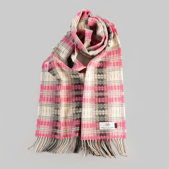 PINK FINE DIAMOND WEAVE SCARF - Molloy & Sons Donegal Tweed