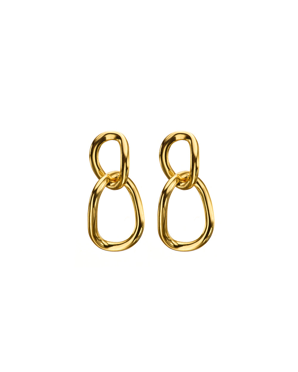 CHUNKY DOUBLE OVAL DROP Earrings - Gold