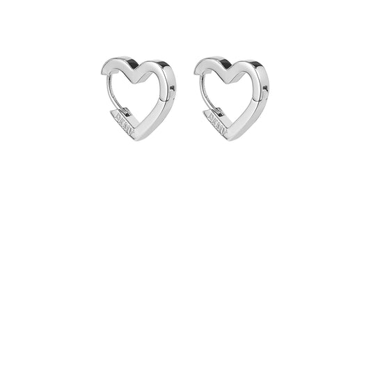 Not Yer Average Heart Hoop Earrings - Silver