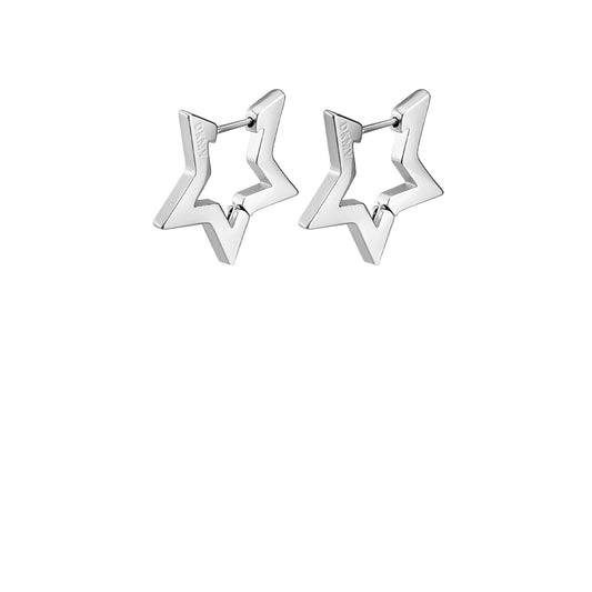 Not Yer Average Star Hoop Earrings - Silver