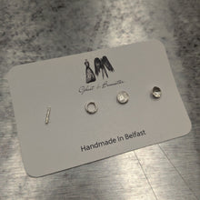 Load image into Gallery viewer, Four Random Silver Etched Stud Earrings
