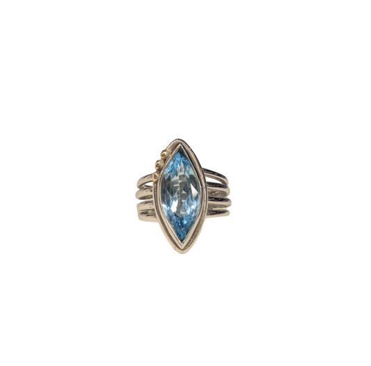 Tulip Ring with Blue Topaz - Solid Silver