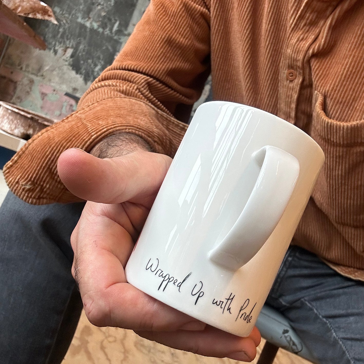 Wrapped Up with PRIDE - Bone China Mug by Stephen Farnan