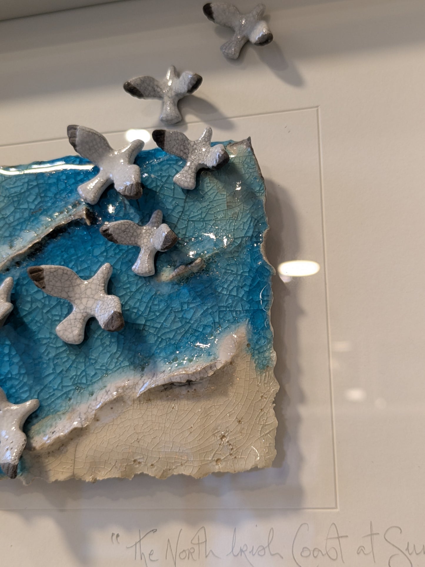 The North Irish Coast at Sunset - Small - Raku Ceramic Art by Rebeka Kahn