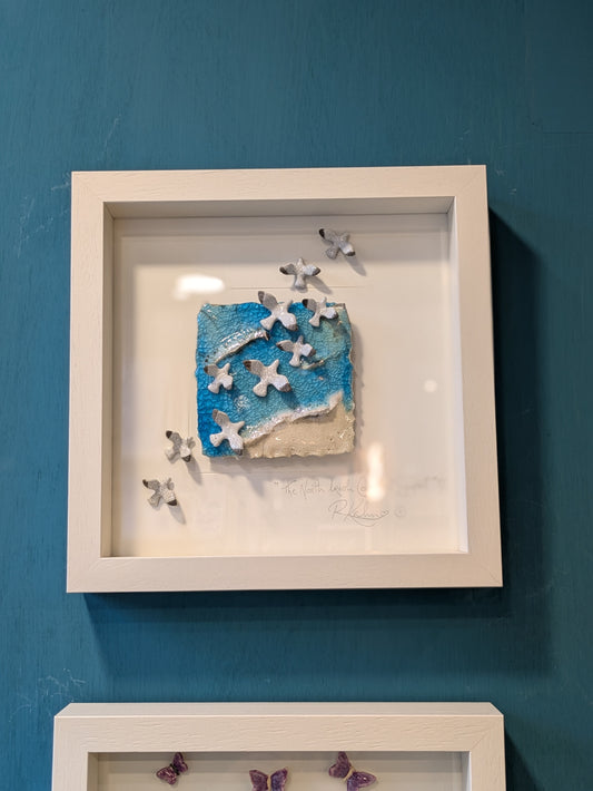 The North Irish Coast at Sunset - Small - Raku Ceramic Art by Rebeka Kahn