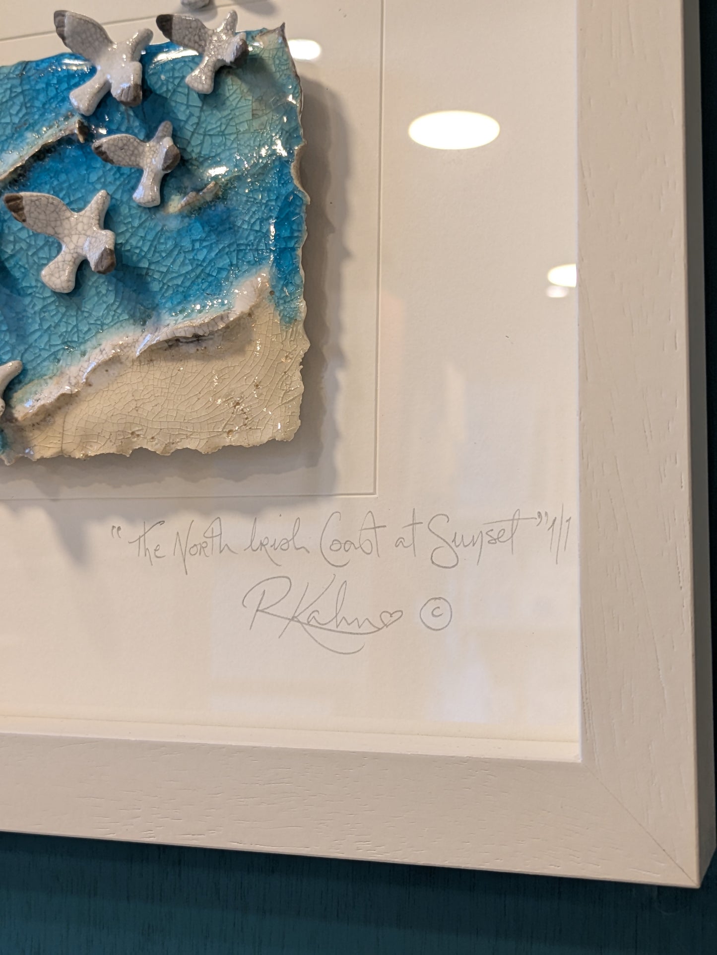 The North Irish Coast at Sunset - Small - Raku Ceramic Art by Rebeka Kahn