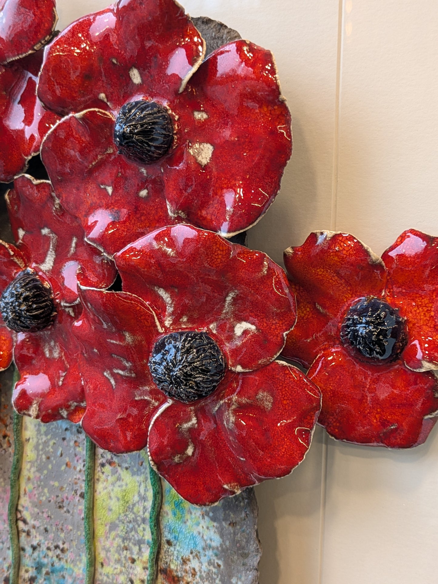 Poppies - Large - Raku Ceramic Art by Rebeka Kahn