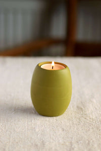 Oval Tealight Holder (Olive Green Collection) - Skwid Studio