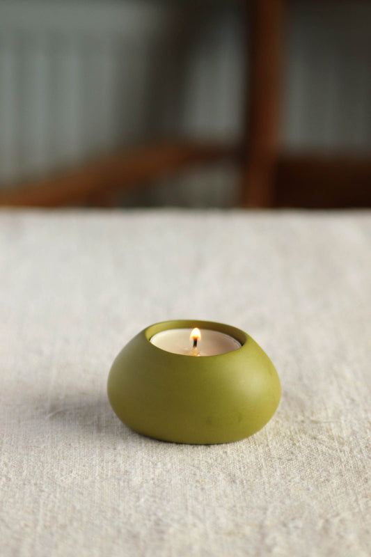 Squat Tealight Holder (Olive Green Collection) - Skwid Studio