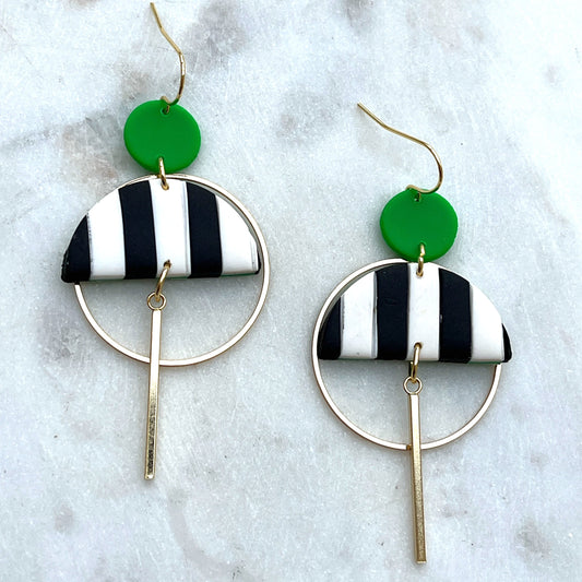 Sinead II Earrings Black / White / Green