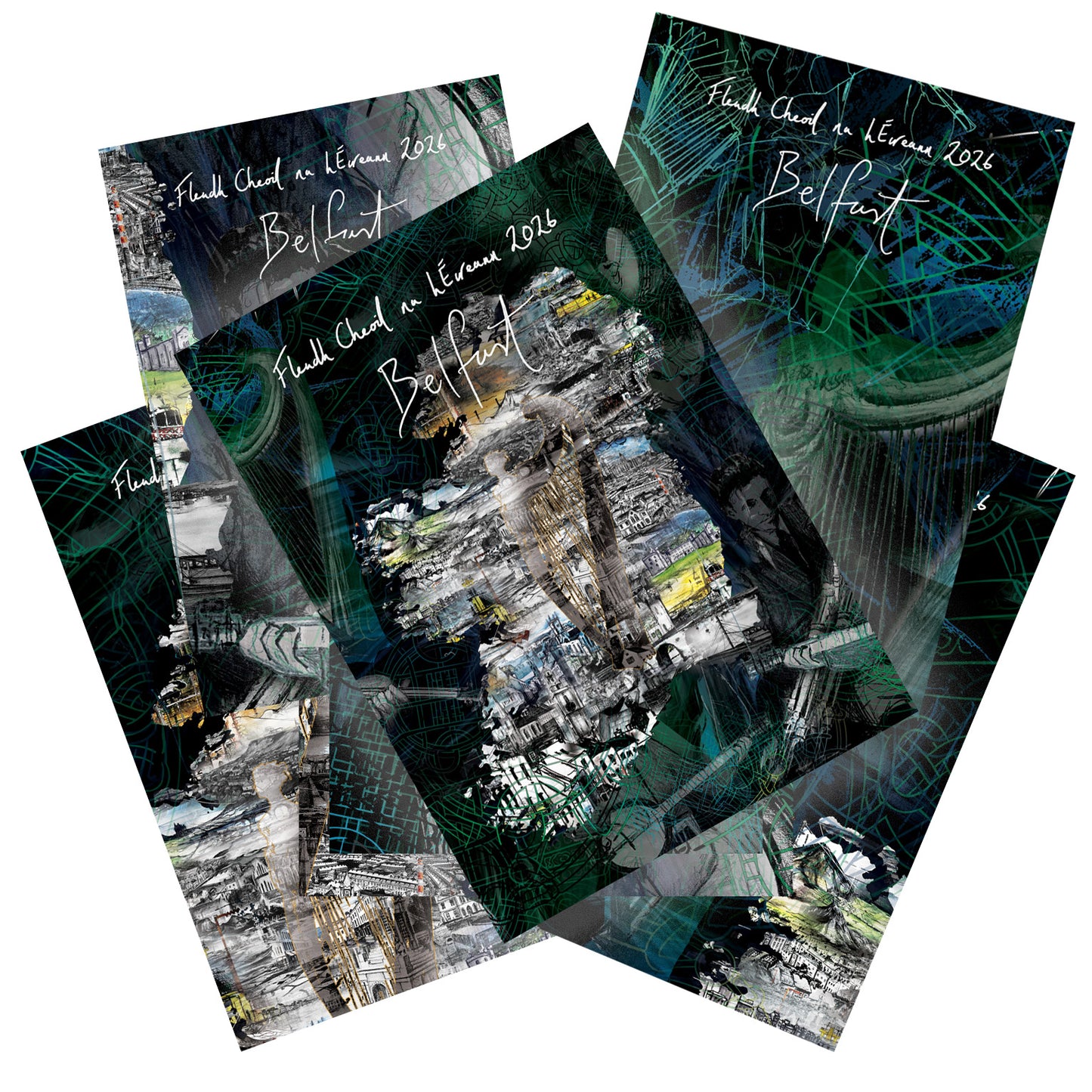 Set of 8 Commemorative Postcards by Stephen Farnan -  Belfast 2026 Fleadh Cheoil