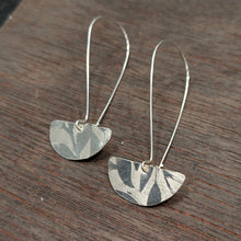 Load image into Gallery viewer, Embossed Half Moon Hook Earrings (small) - Sterling Silver
