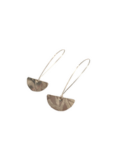 Load image into Gallery viewer, Embossed Half Moon Hook Earrings (small) - Sterling Silver
