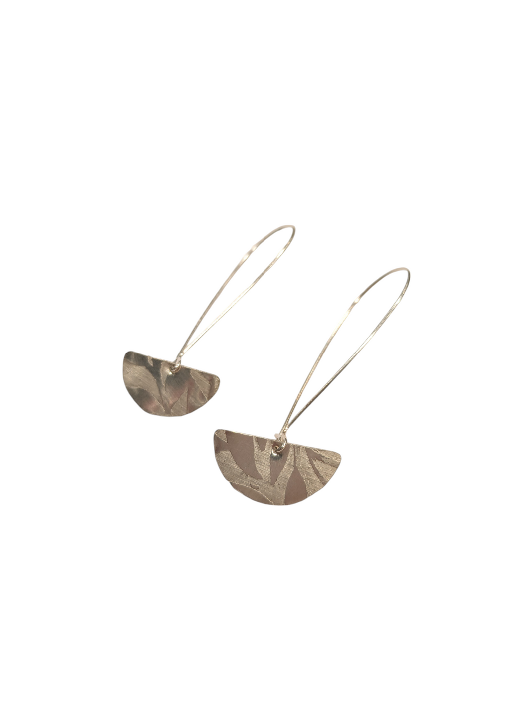 Embossed Half Moon Hook Earrings (small) - Sterling Silver