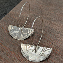 Load image into Gallery viewer, Embossed Half Moon Hoop Earrings - Sterling Silver
