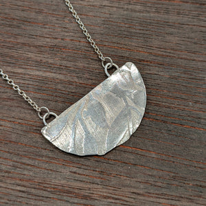 Embossed Half Moon Pendant - Sterling Silver