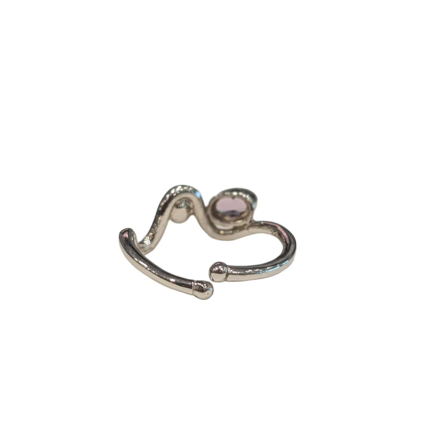 Heartbeat Ring with Amythest - Solid Silver with Gold Plate