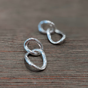 CHUNKY DOUBLE OVAL DROP Earrings - Silver