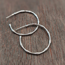 Load image into Gallery viewer, BAMBOO HOOP Earrings - Silver
