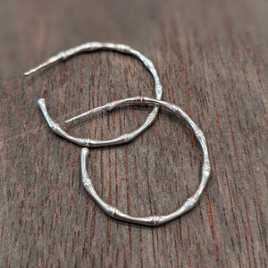 BAMBOO HOOP Earrings - Silver