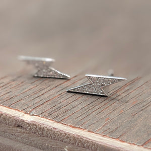 PAVE FLASH STUDS - Silver