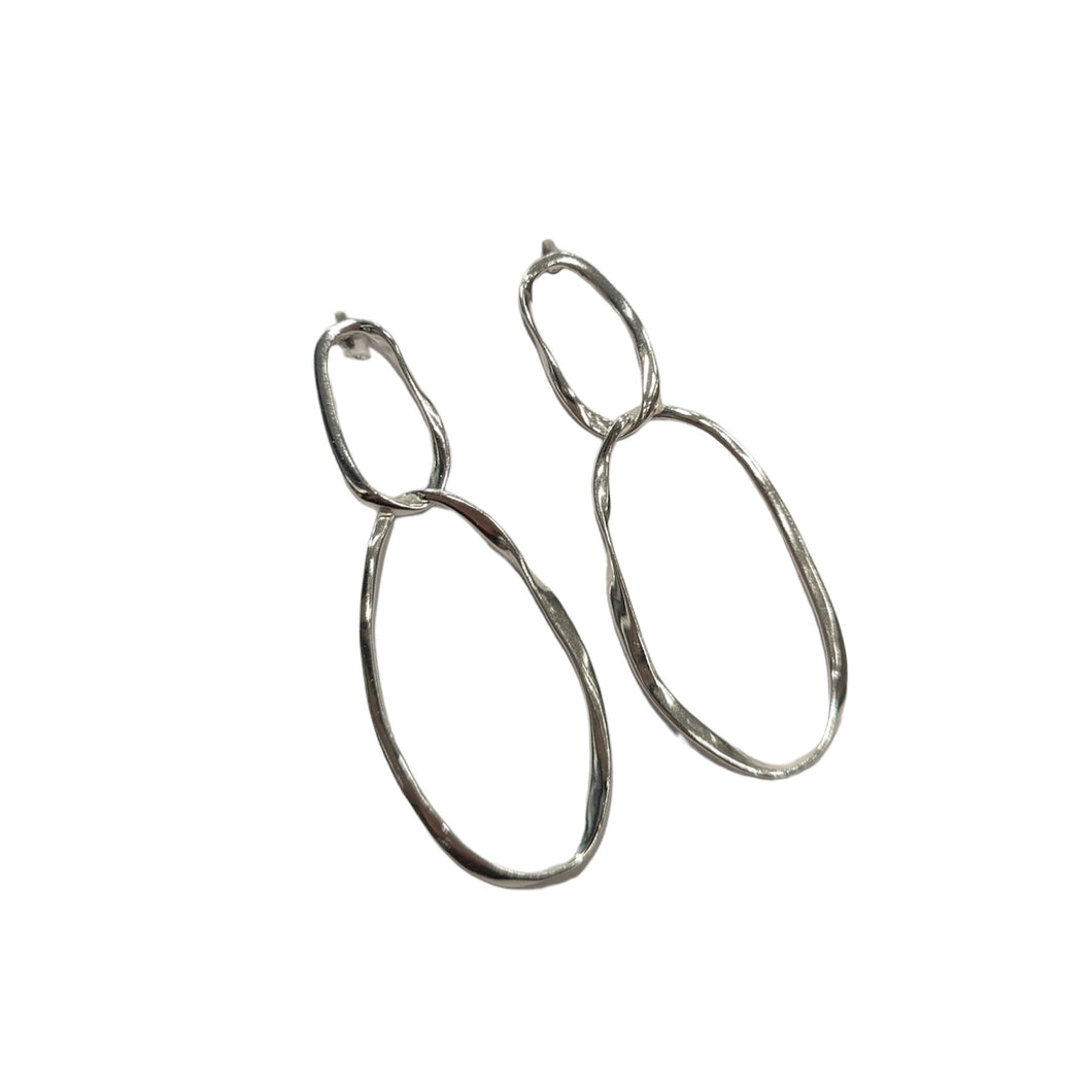 DOUBLE OVAL HOOP Earrings - Silver