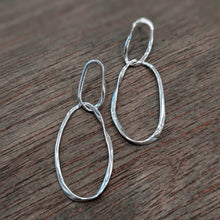 Load image into Gallery viewer, DOUBLE OVAL HOOP Earrings - Silver
