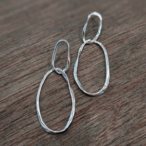 DOUBLE OVAL HOOP Earrings - Silver