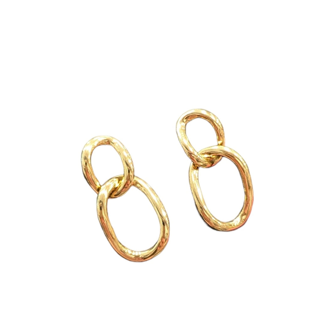 CHUNKY DOUBLE OVAL DROP Earrings - Gold