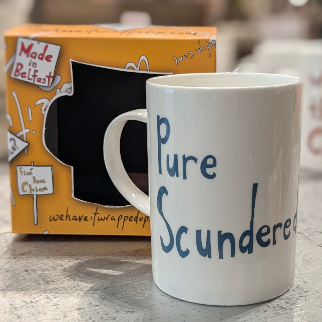 PURE SCUNDERED  - Belfast - Slang - humorous - bone - china - mug