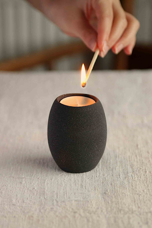 Oval Tealight Holder (Charcoal Collection) - Skwid Studio