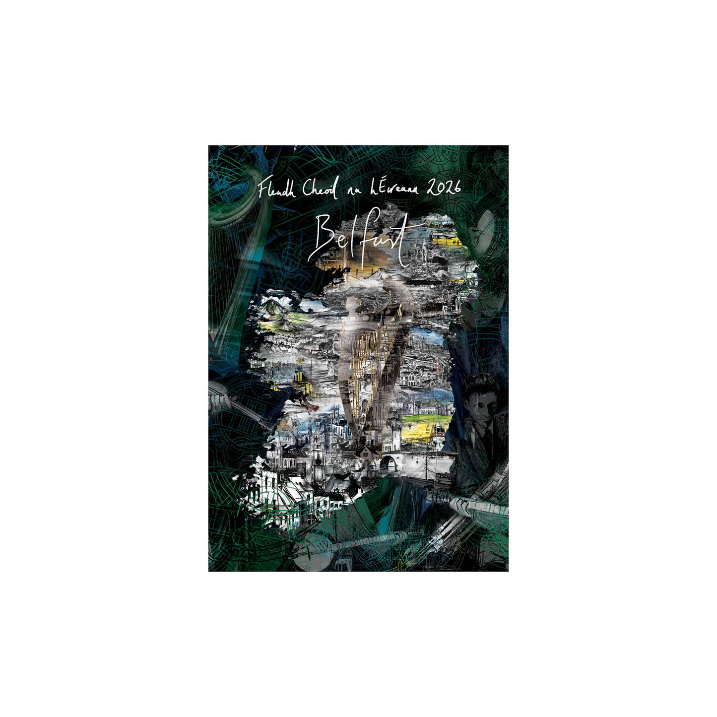 Set of 8 Commemorative Postcards by Stephen Farnan -  Belfast 2026 Fleadh Cheoil