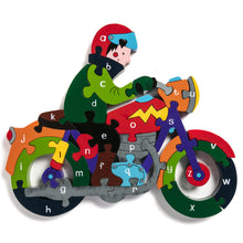 Load image into Gallery viewer, MOTORBIKE - Wooden Alphabet Jigsaw Puzzle
