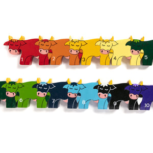 COW ROW - Wooden Number Jigsaw Puzzle