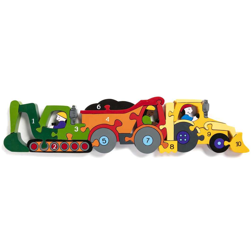 CONSTRUCTION ROW - Wooden Number Jigsaw Puzzle