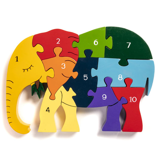 ELEPHANT - Wooden Number Jigsaw Puzzle