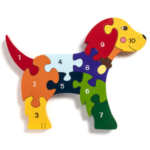 DOG - Wooden Number Jigsaw Puzzle