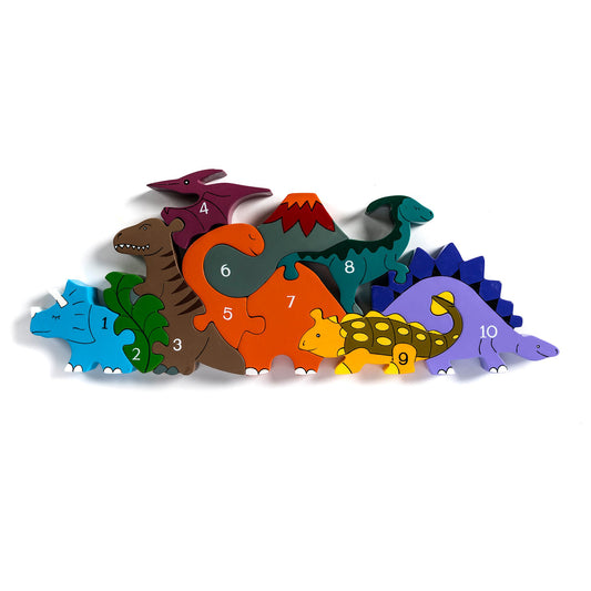DINO ROW - Wooden Number Jigsaw Puzzle