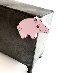 PIG - Wooden Animal Magnet