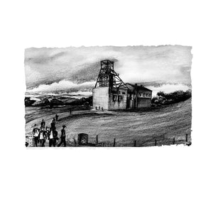 BARNSLEY PITHEAD  - Iconic Scene of miners leaving the Barnsley Colliery by Stephen Farnan