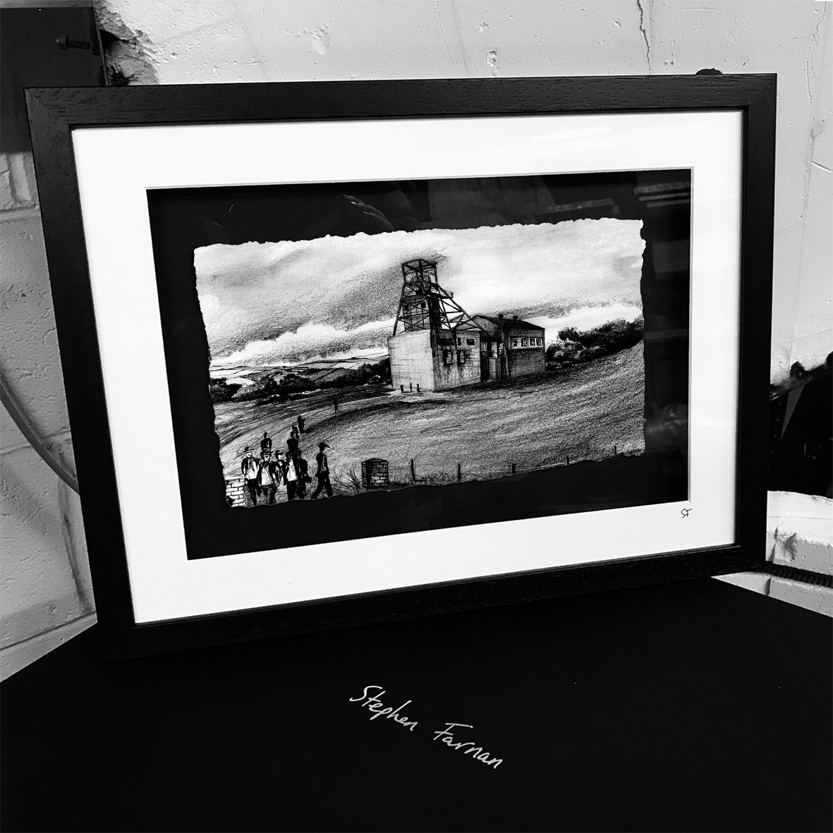 BARNSLEY PITHEAD  - Iconic Scene of miners leaving the Barnsley Colliery by Stephen Farnan