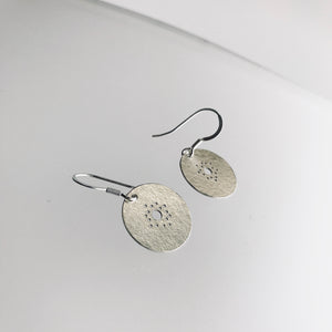 Circle drop Earrings Sterling Silver - Circle Collection, Made in Ireland