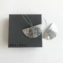 Load image into Gallery viewer, HALF MOON EARRINGS Textured Aluminium Large - Contemporary Made in Dublin Ireland

