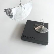 Load image into Gallery viewer, HALF MOON EARRINGS Textured Aluminium Large - Contemporary Made in Dublin Ireland
