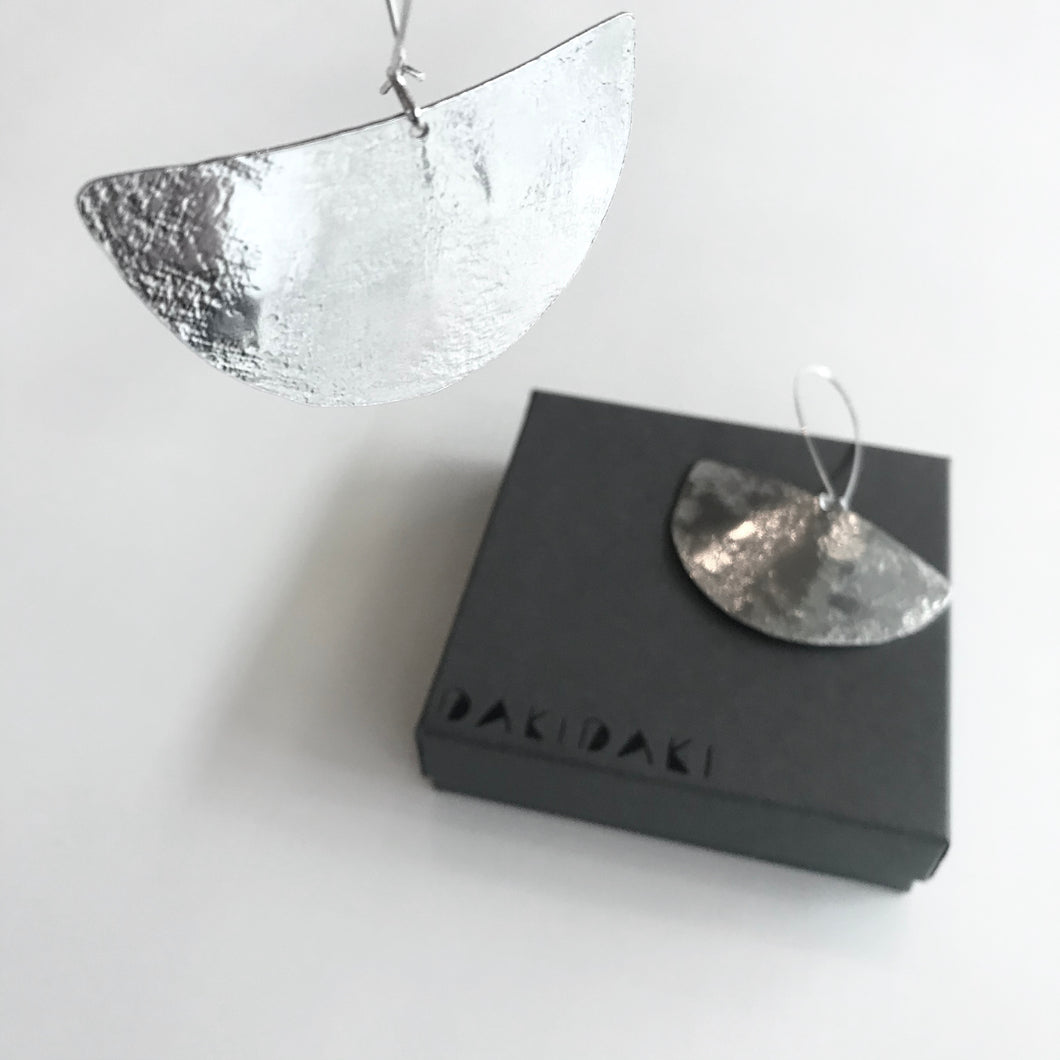 HALF MOON EARRINGS Textured Aluminium Large - Contemporary Made in Dublin Ireland